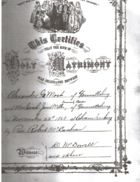 Sarah Jane Bower and Alexander Mort Marriage Certificate