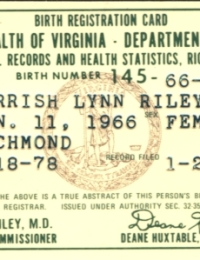 Birth Registration Card
