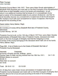 Inventory of Personal Property of Elizabeth Mort - 1817 page 2