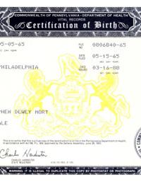 Stephen Mort Birth Certificate