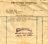 Hospital Bill for Birth of Dewey J Mort