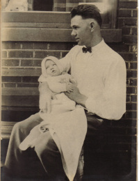 Dewey L Mort holding Son - Carson L Mort