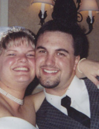 Lesley Mort Brey and David Brey on wedding day (June 14, 2003)